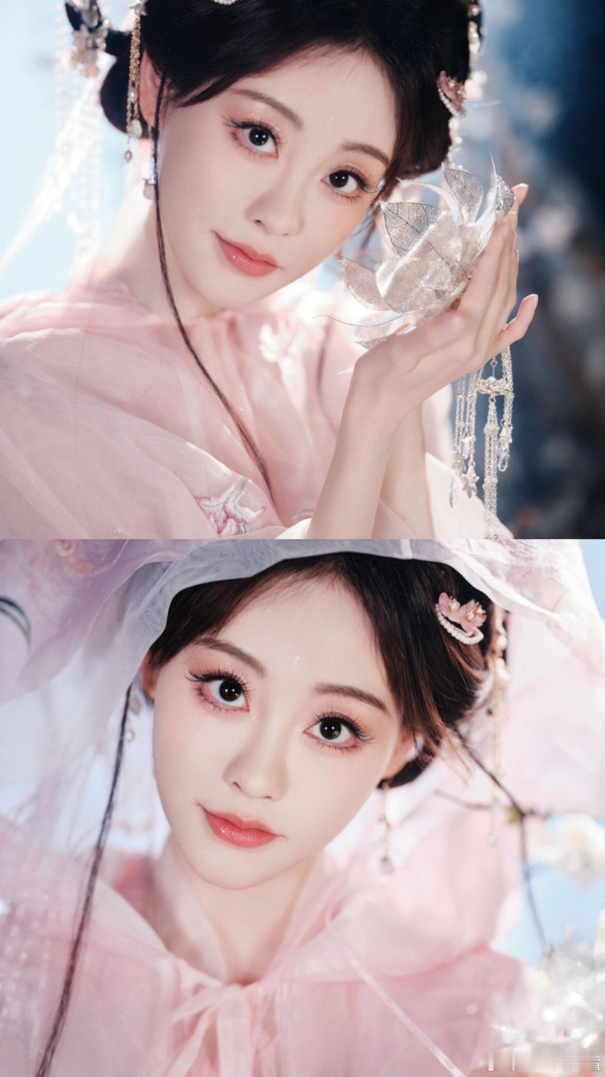 让祝绪丹粉纱蒙眼的是天才祝绪丹粉纱蒙眼的造型也太会了！遮掉甜意超有清冷感，粉色又