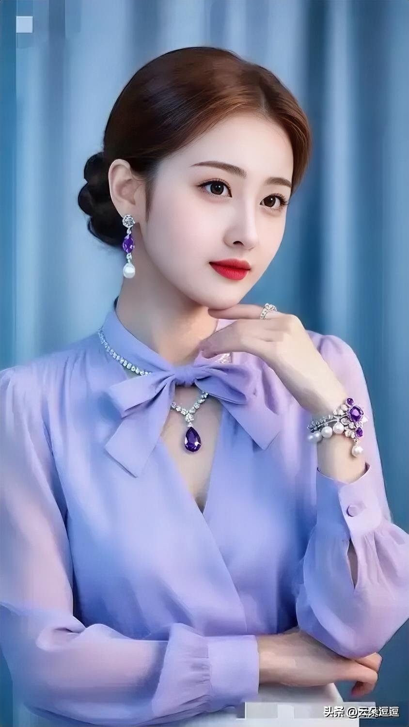 优雅紫调穿搭，精致珠宝点缀，尽显女性魅力！