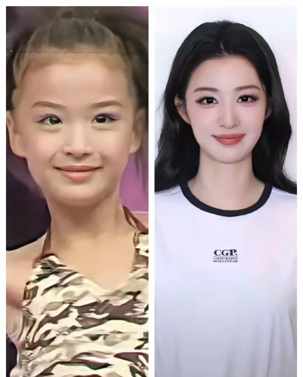 小时候的王楚然长相就是一般般，长大后的王楚然出落的亭亭玉立。真是女大十八变变，越
