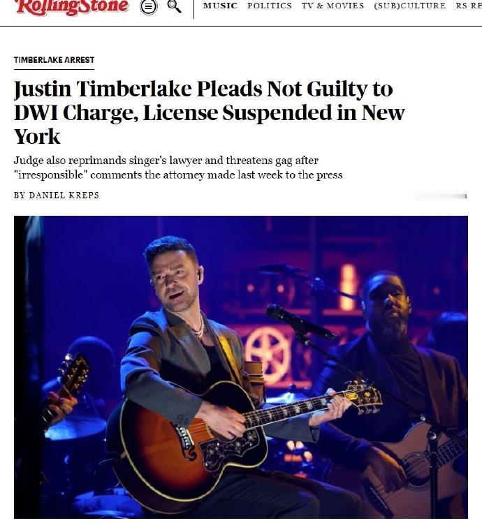 #贾老板被吊销驾驶执照# 贾斯汀·汀布莱克（Justin Timberlake）
