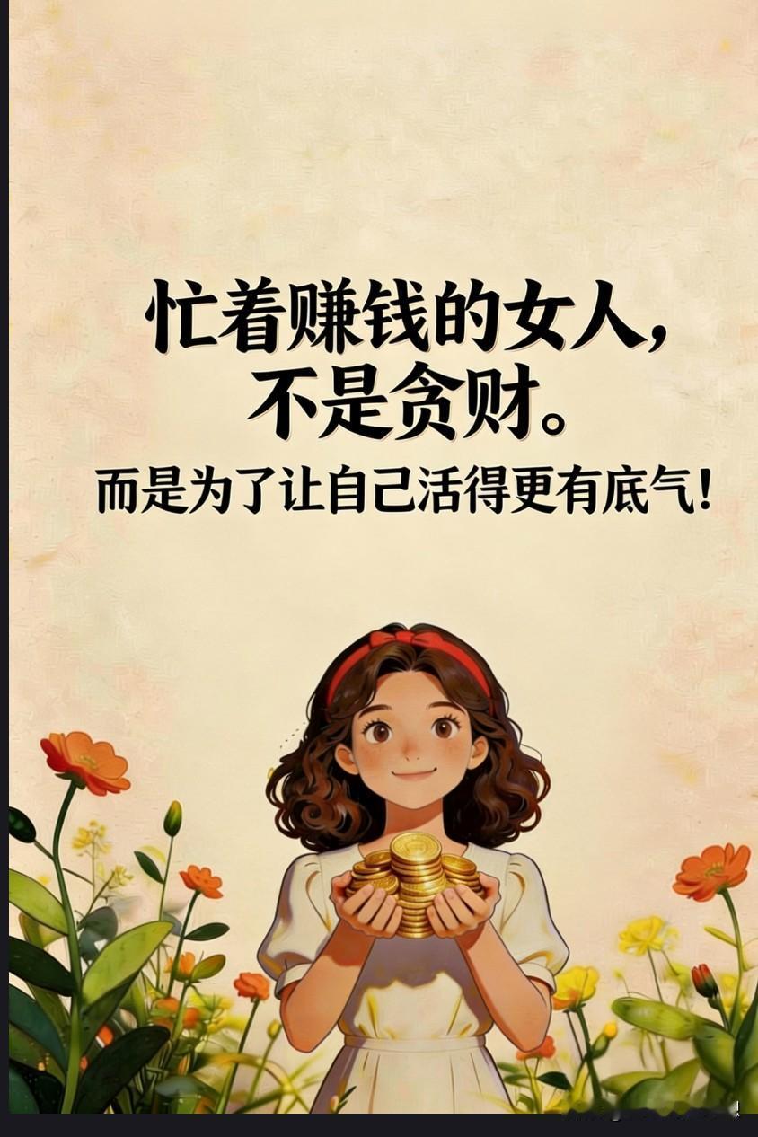 俗话说爹有娘有不如自己有，老公有还得伸伸手，谁有都不如自己有！

女人为什么要独