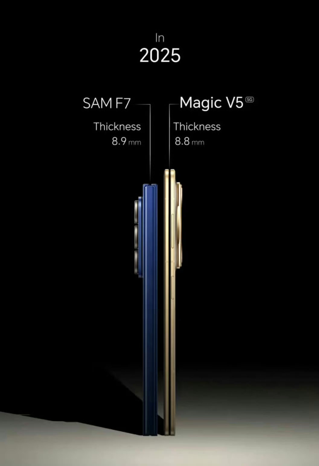 冷知识，荣耀Magic V5比三星Galaxy Z Fold7薄0.1mm，但电