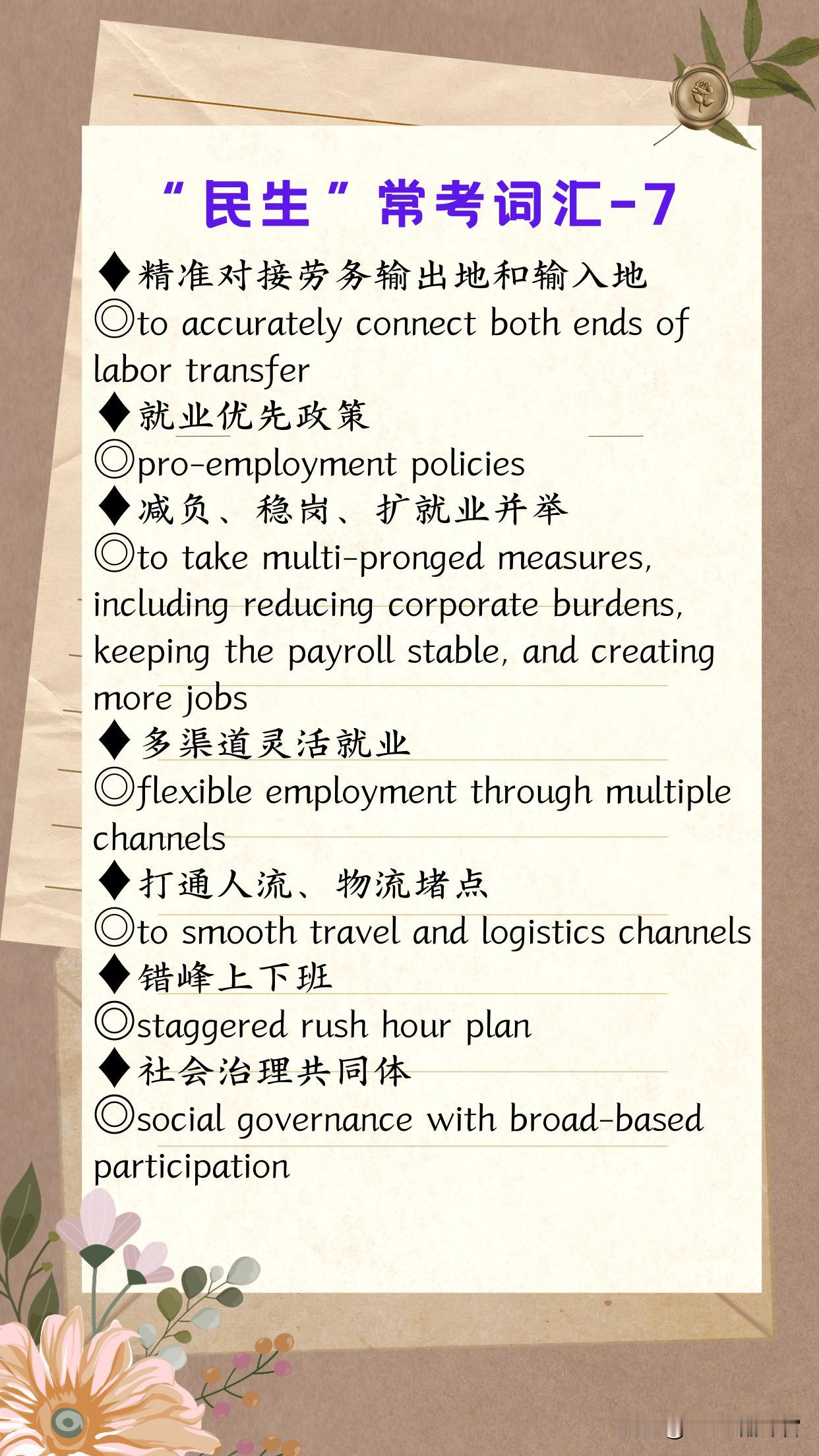 （第2872期）本期“常见+常用+常考”双语金句的主题是【民生People's 