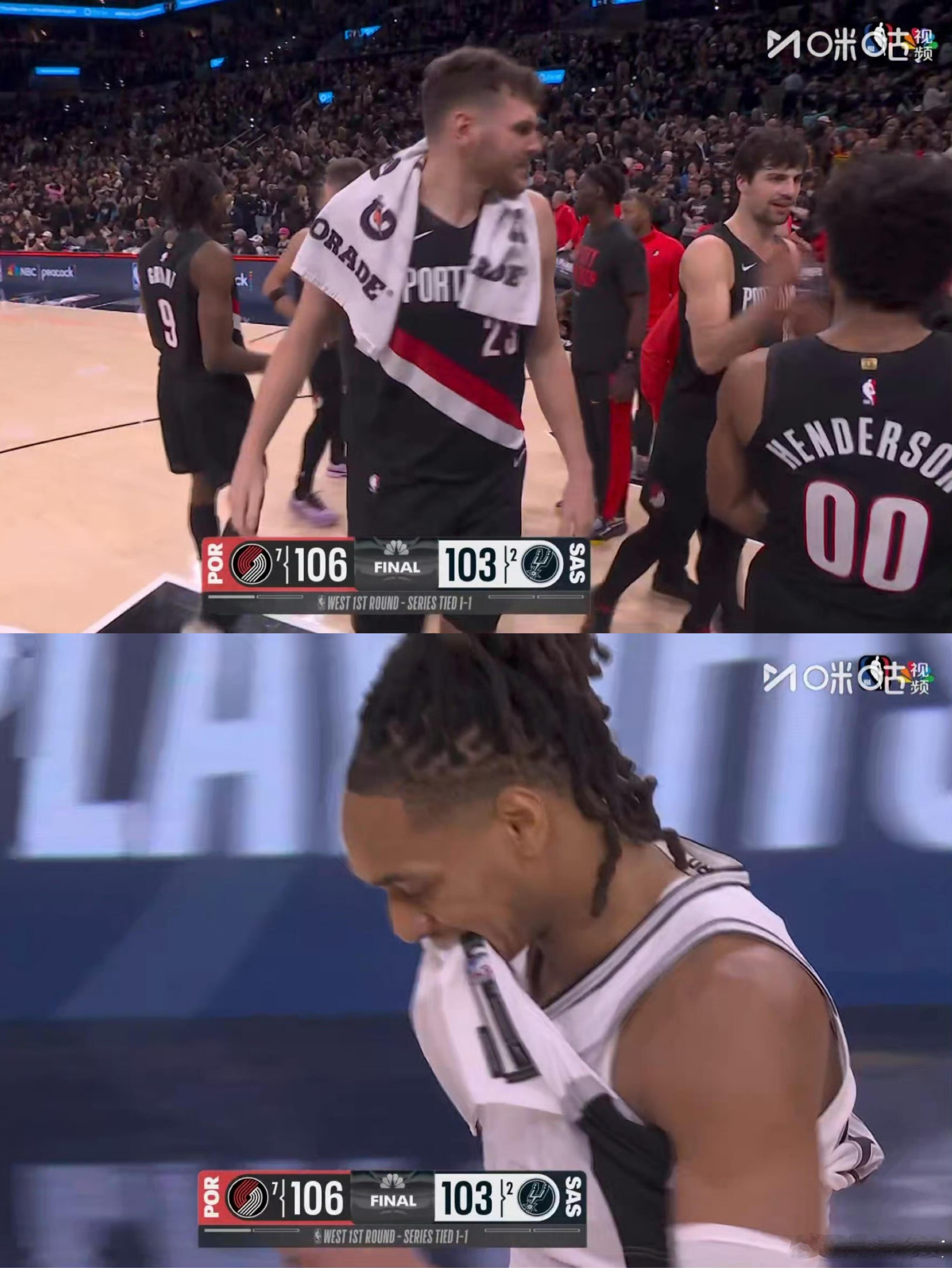 开拓者战胜马刺NBA季后赛西部首轮G2，开拓者以106-103险胜马刺，系列赛大