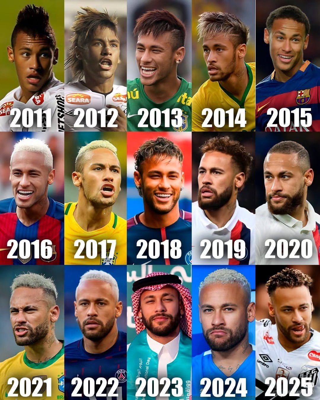 内马尔 神颜变化