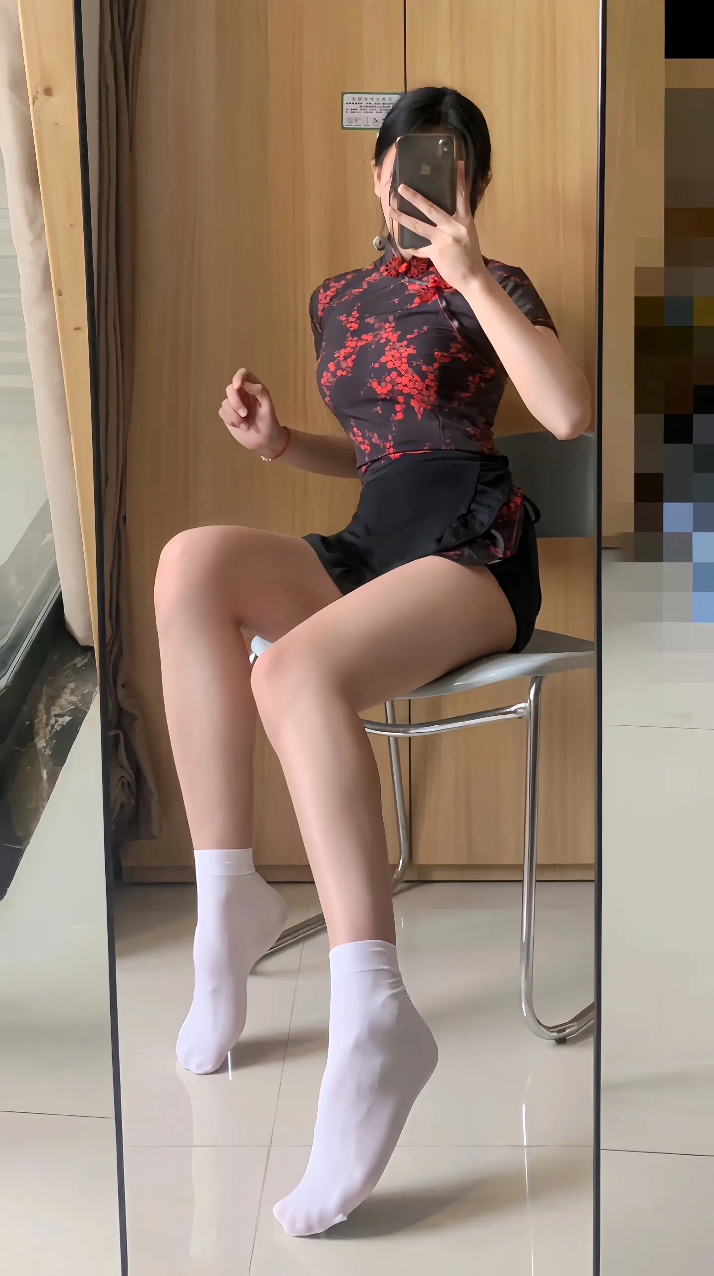 对镜拍 腿长一米八 中华娘 ootd穿搭