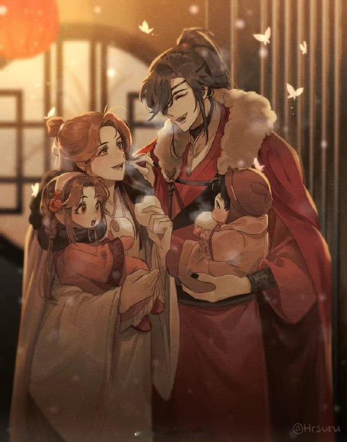 天官赐福  花怜  温馨的一家四口，好有爱[抱一抱]x：HrSuru 