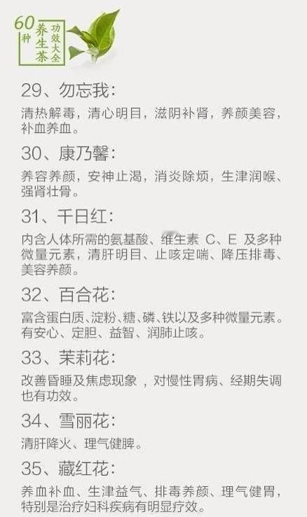 60种养生茶，功效大全…我的宝藏食谱