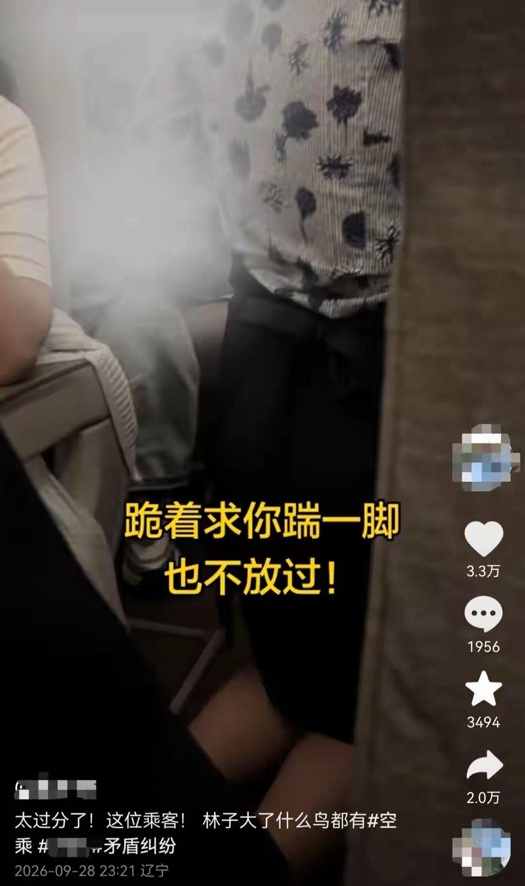 林子大了，啥鸟都有！合肥飞往大连的航班上，空姐推着餐车发放餐食时，因过道狭窄，一