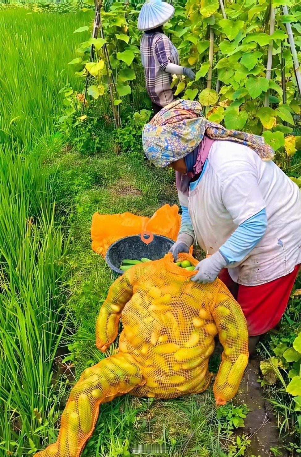 用这袋子装瓜果，造型也太有创意了吧 