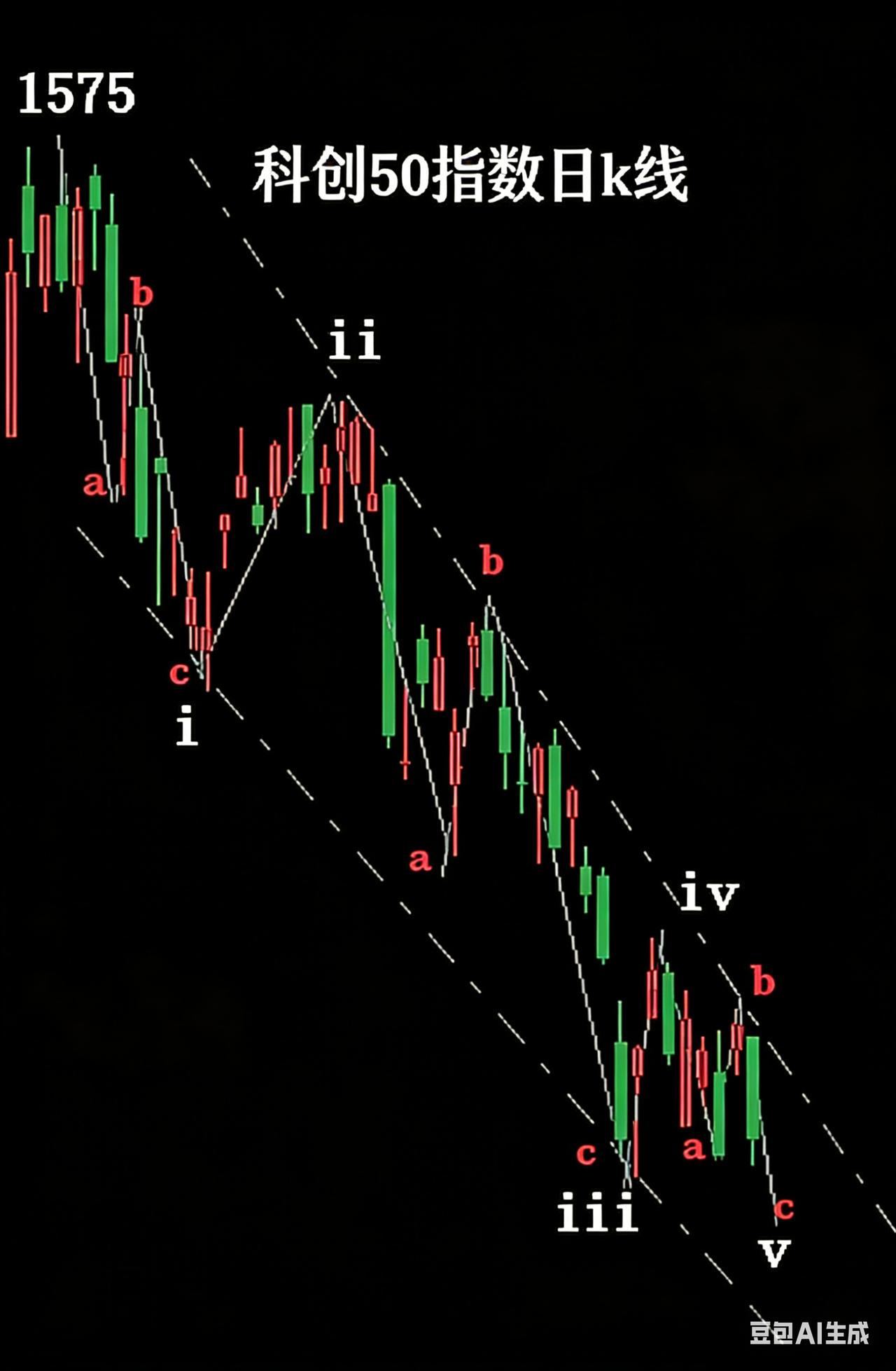 科创50+沪指 技术解读
 
科创50指数浪形结构保持不变：自1575高点开启C