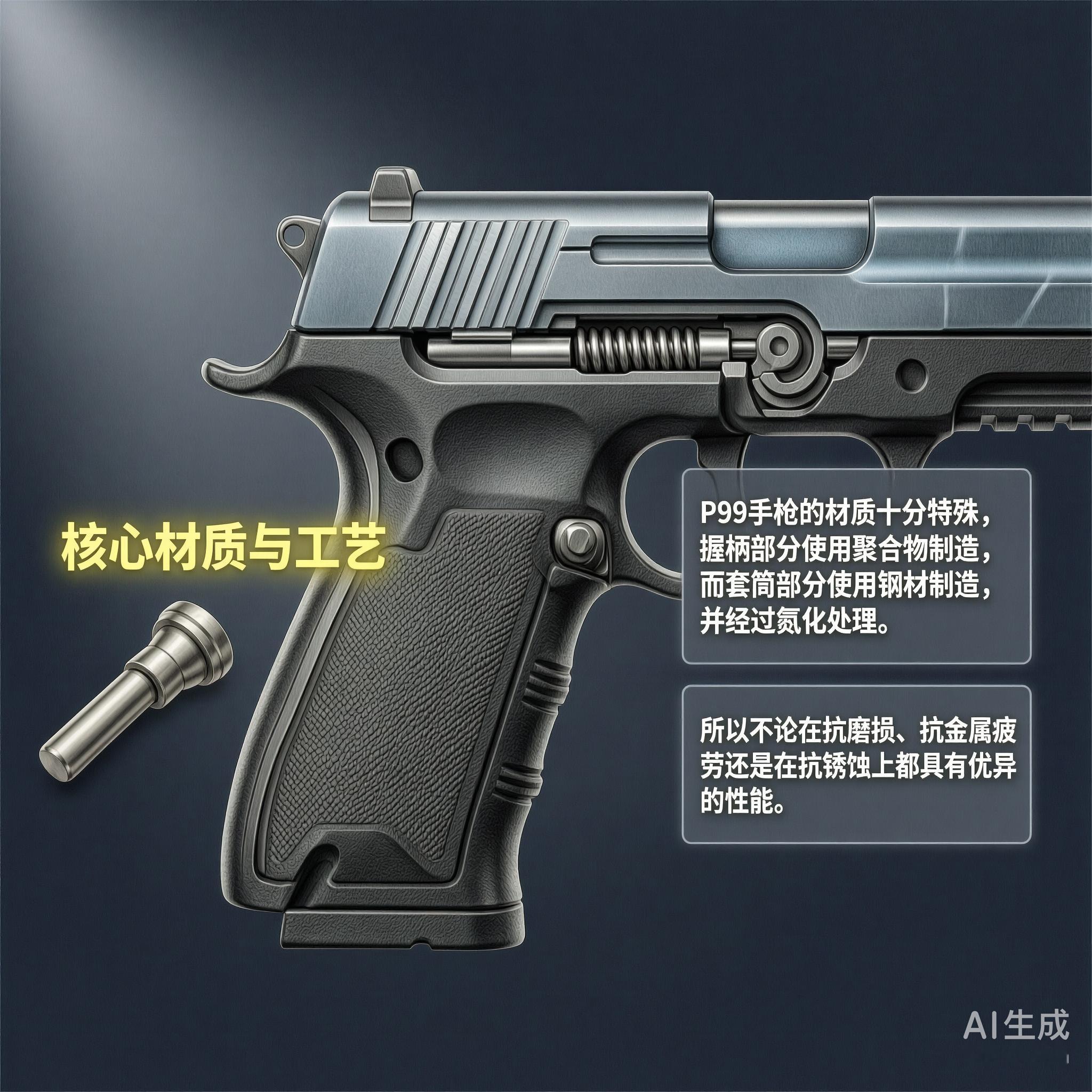 军事ai新视野 德国瓦尔特P99手枪瓦尔特P99手枪是由德国瓦尔特公司制造的半自