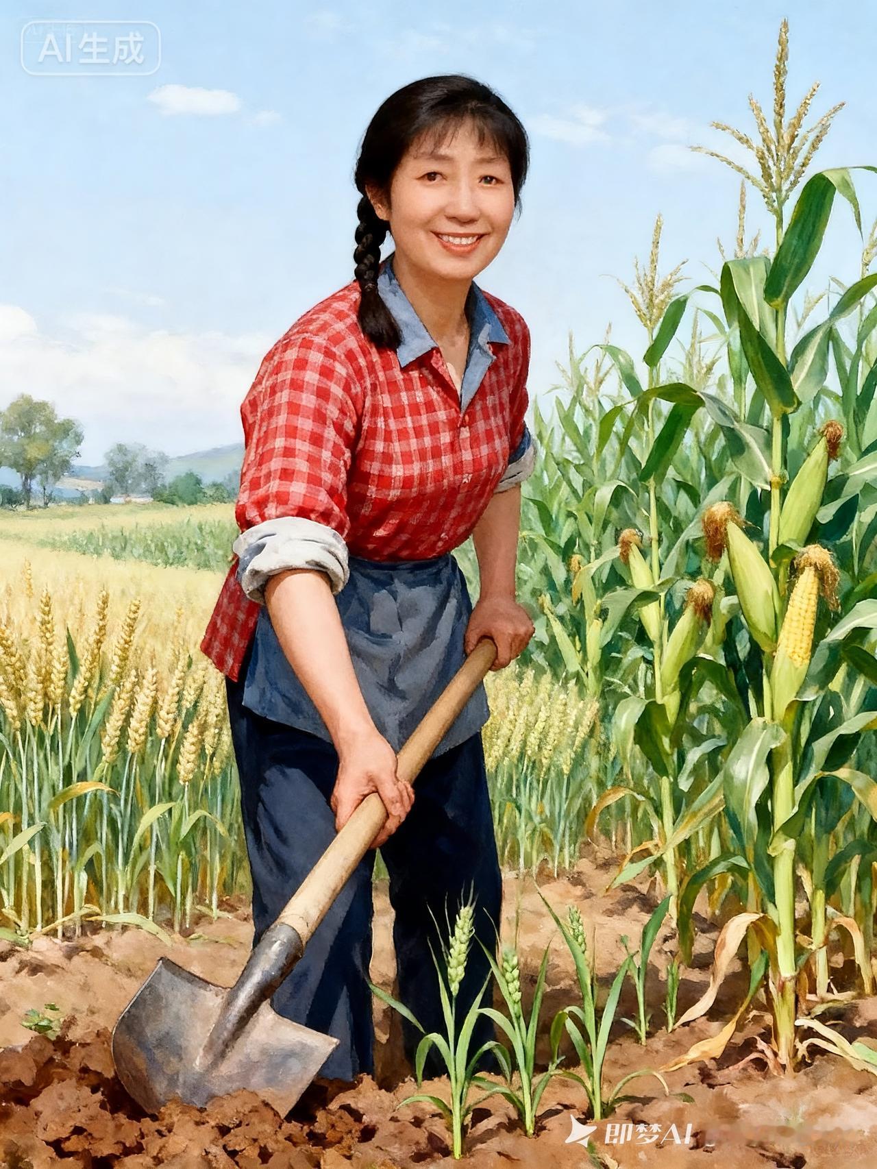 “田间劳作，收获满满，微笑的农妇与丰收的喜悦”🌾😊
