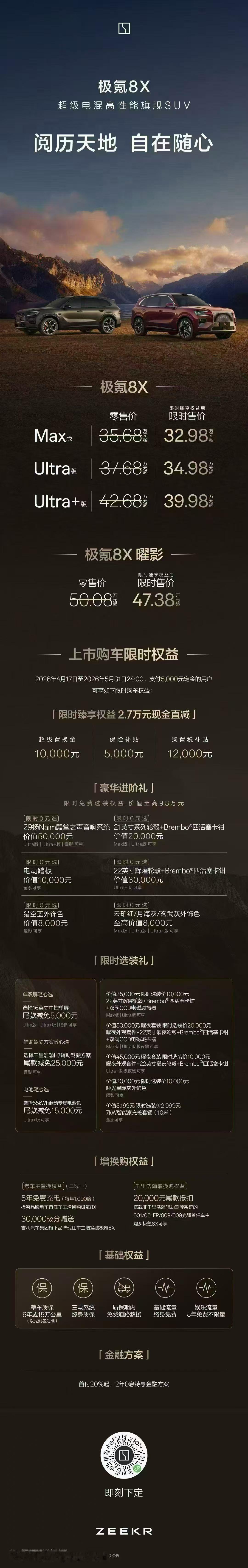 极氪8X上市限时售价32.98万元起 极氪8X29分钟大定破万 极氪8X的预售价