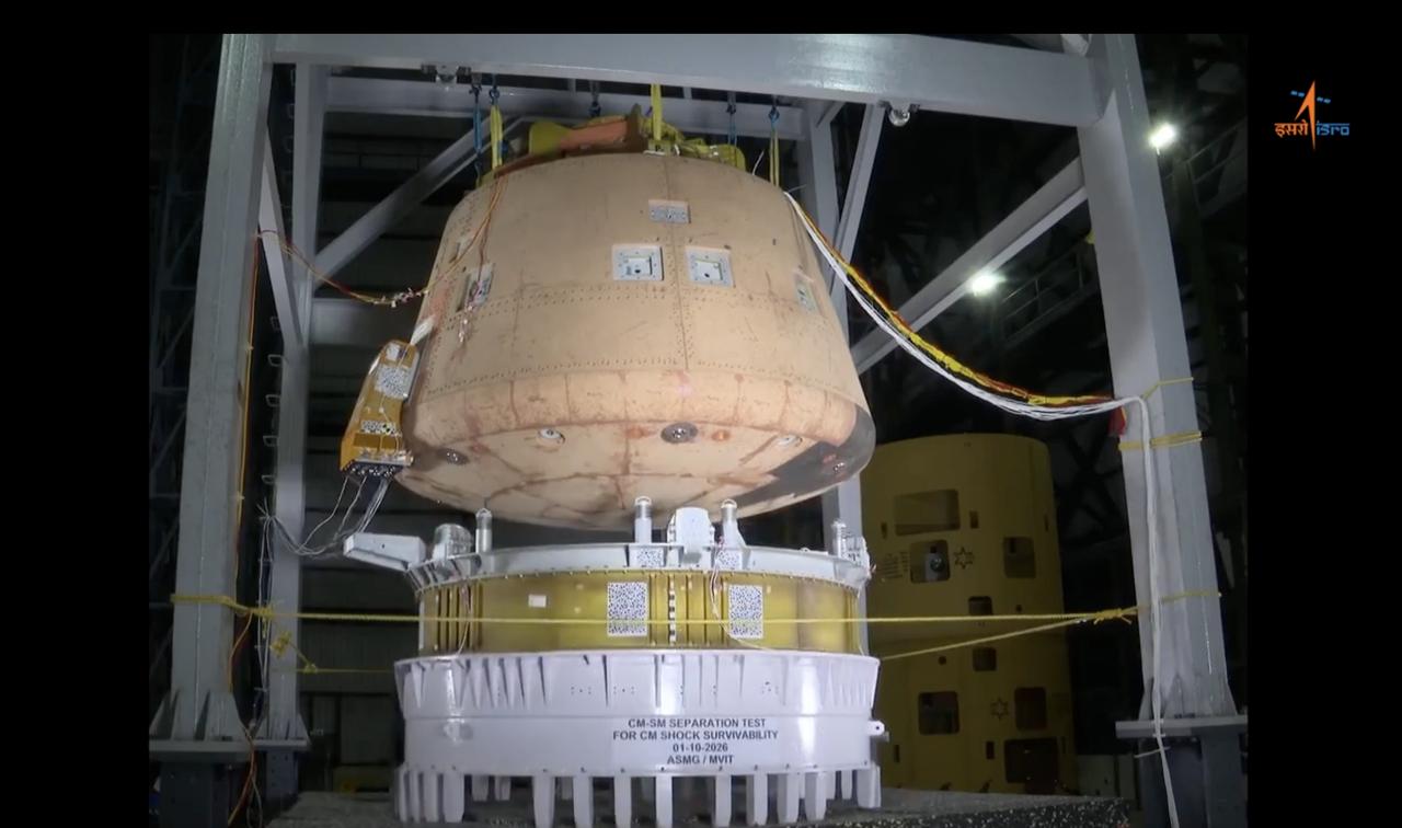 印度太空研究组织（ISRO）在地面完成加甘扬载人舱与轨道舱的测试分离
印度太空研
