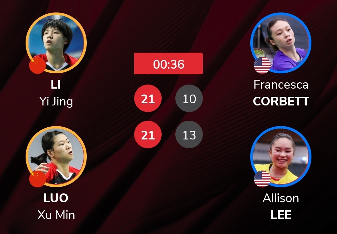 李怡婧/罗徐敏🇨🇳 21-13、21-10 🇺🇸弗朗西斯卡/艾莉森#20