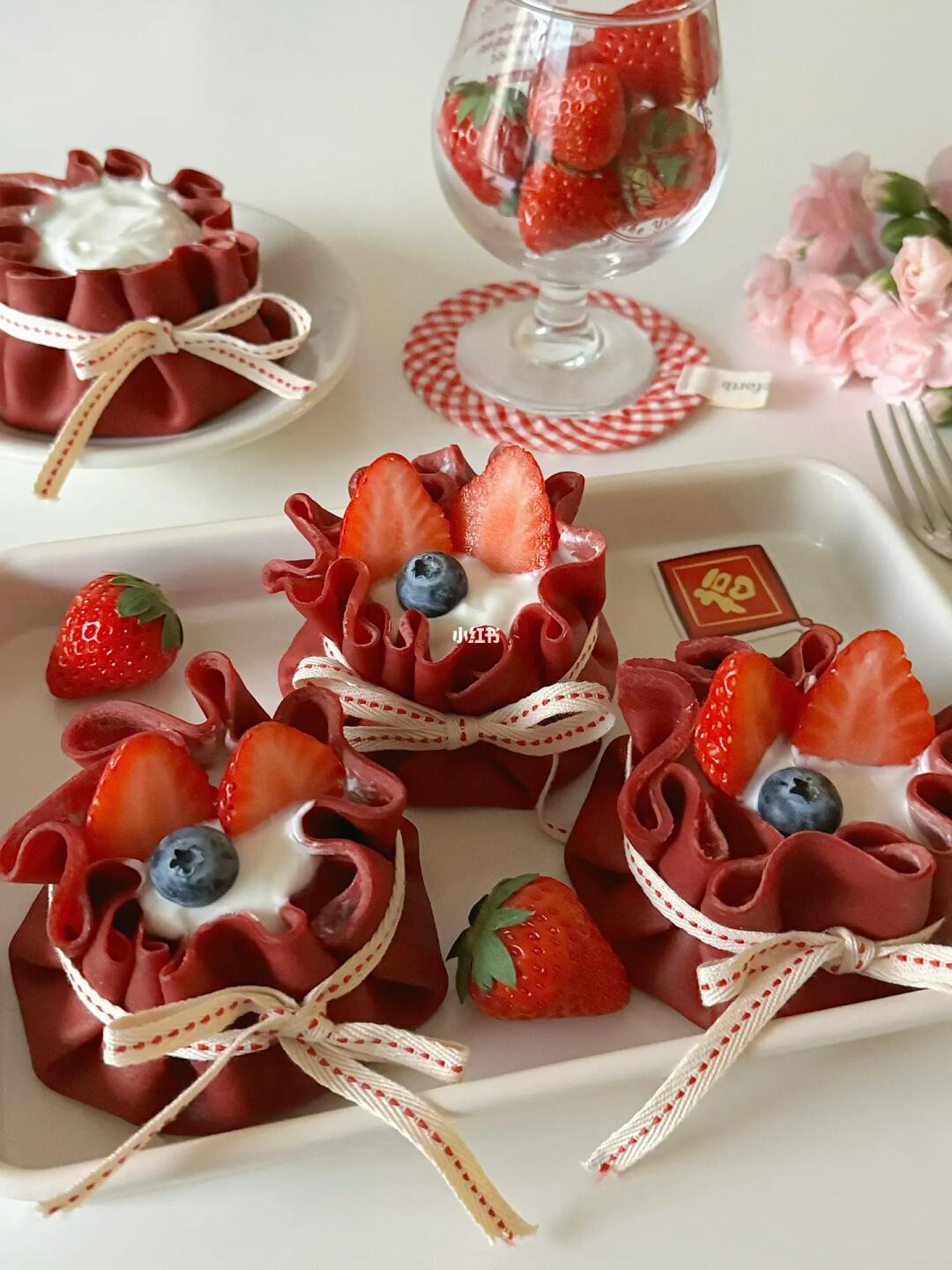 新年小甜品🧧草莓酸奶福袋🍓免烤箱轻松做✨