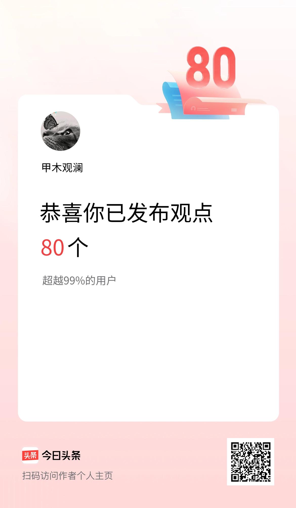 我在头条累计投稿观点80个