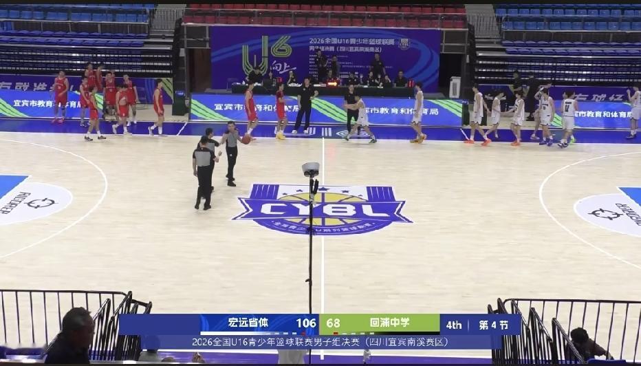 U16广东宏远省体2国青主力缺阵，27次失误，仍以106：68大胜回浦中学晋级4