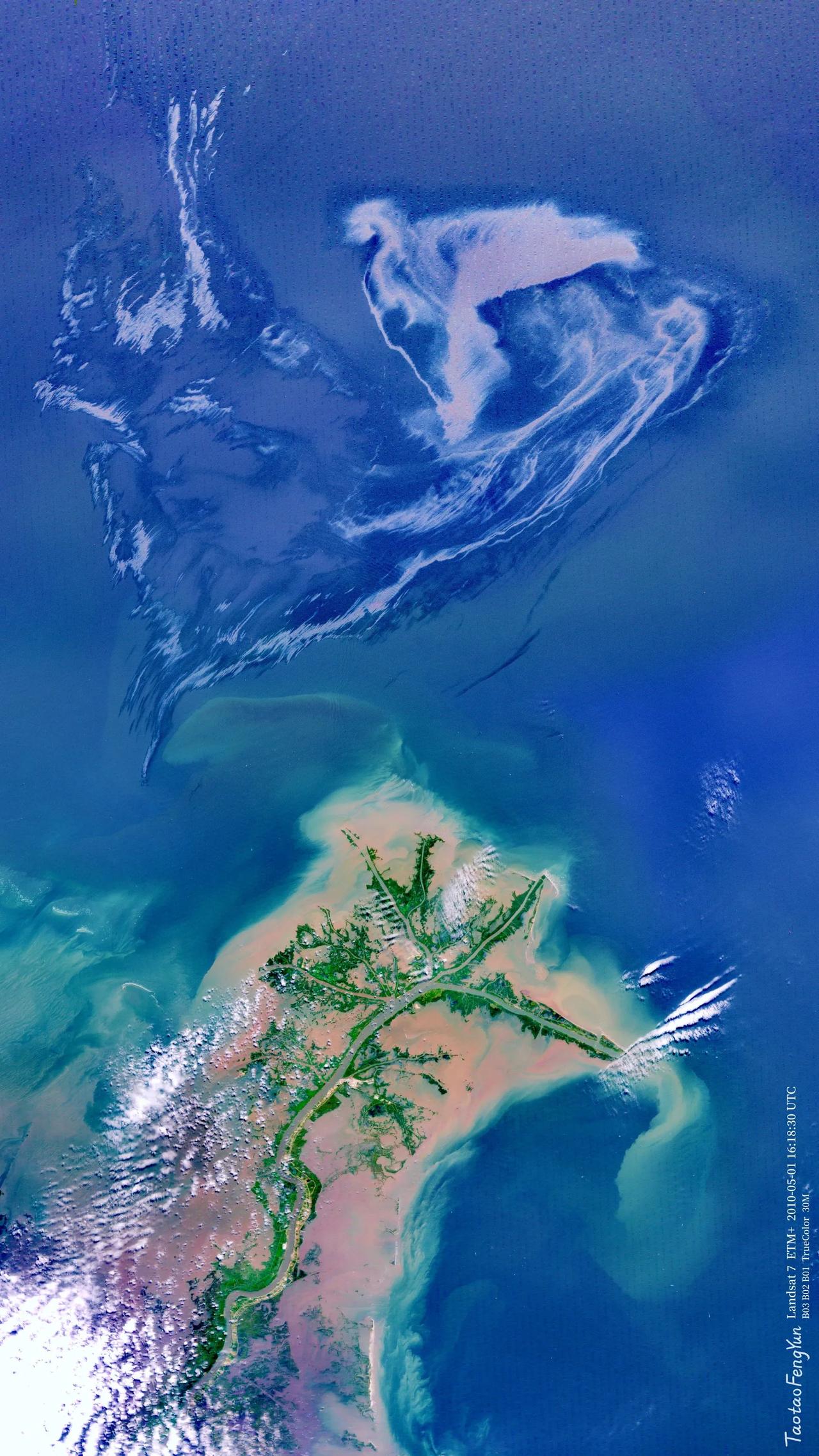 密西西比河入海口高清卫星图