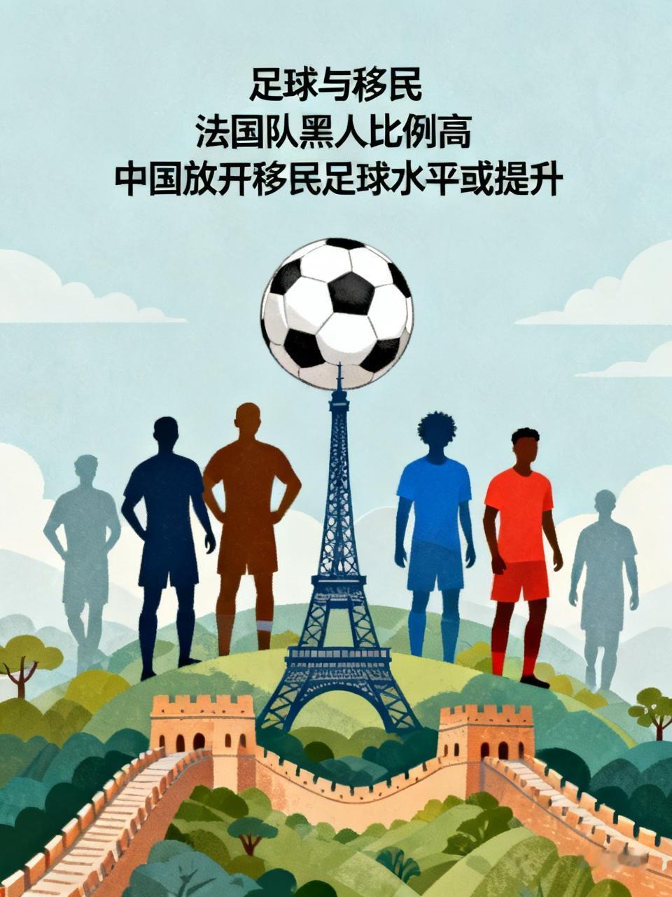 法国足球队几乎成了黑人队，球队中黑人比例远远高于法国黑人人口比例。

原因很简单