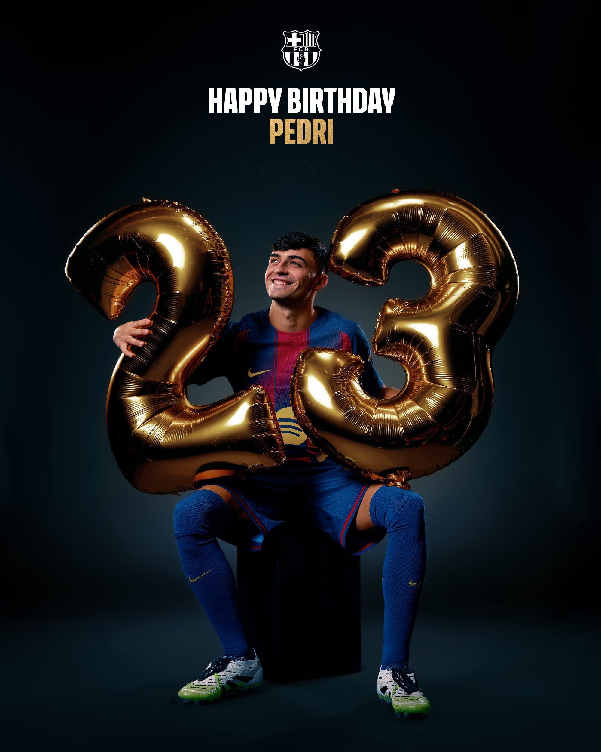 官推祝佩德里23岁生日快乐！！！