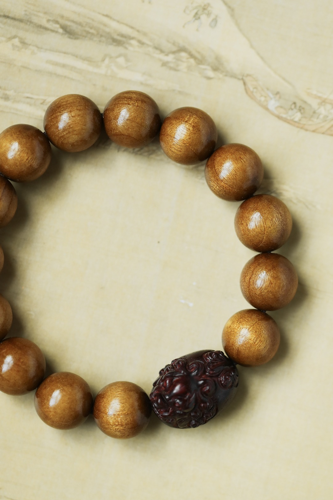 金丝楠木【子牧】15mm14颗手串单圈金丝流光珠，料质细腻，楠香四溢，经典百搭款