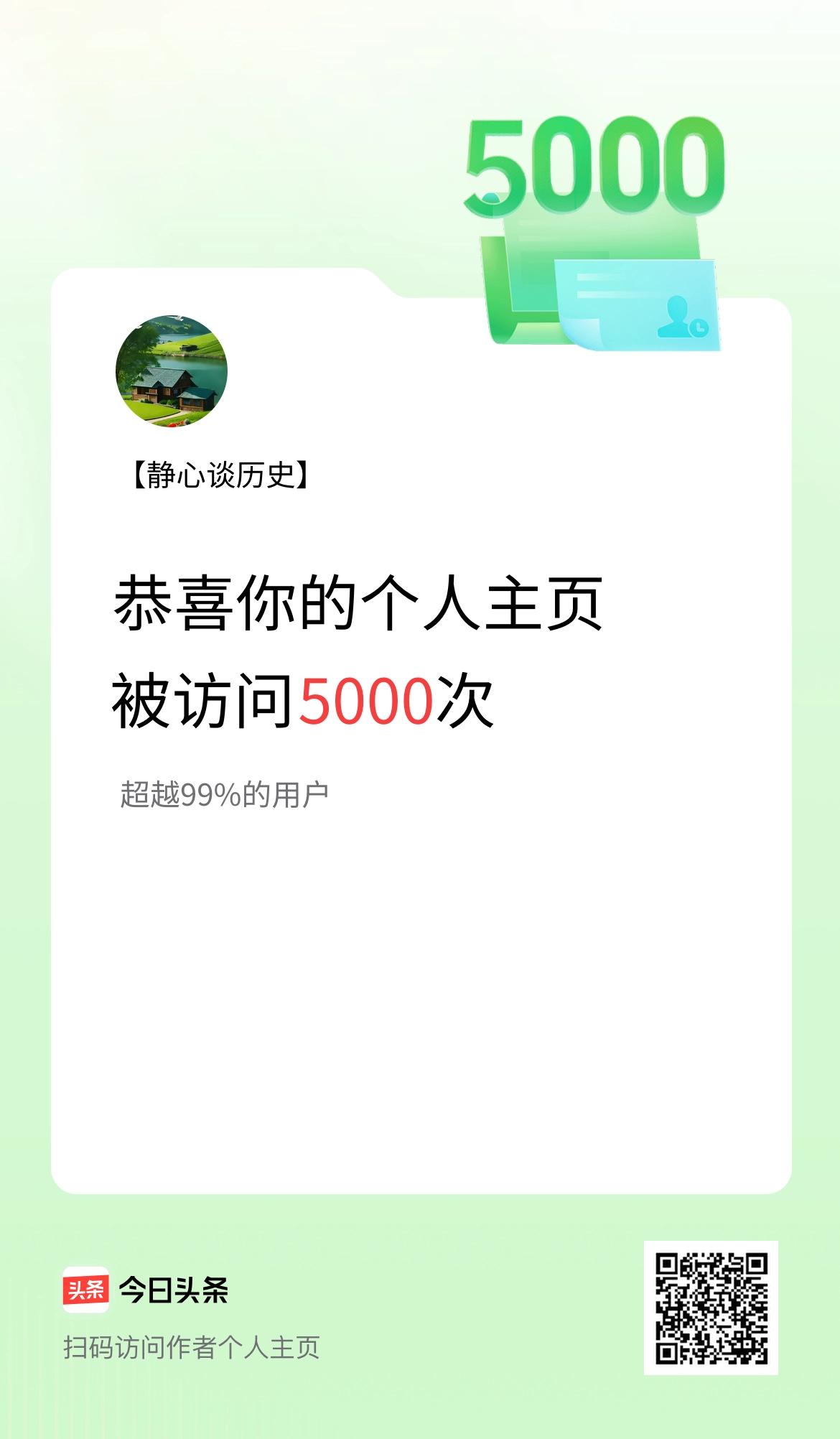 我的头条个人主页被访问5000次啦！