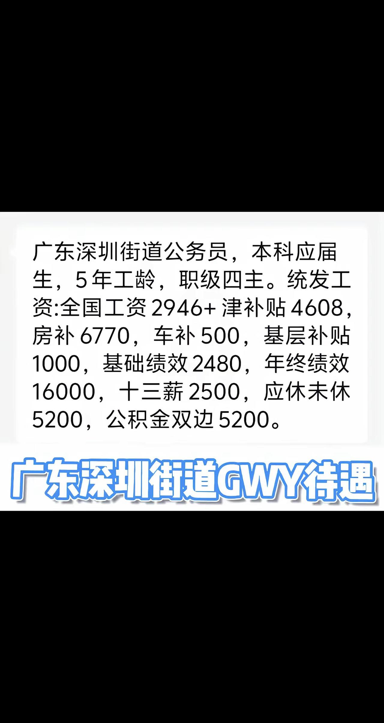 广东深圳街道GWY薪资待遇。欢迎投稿，仅供大家参考事业编 公务员 考公 广东