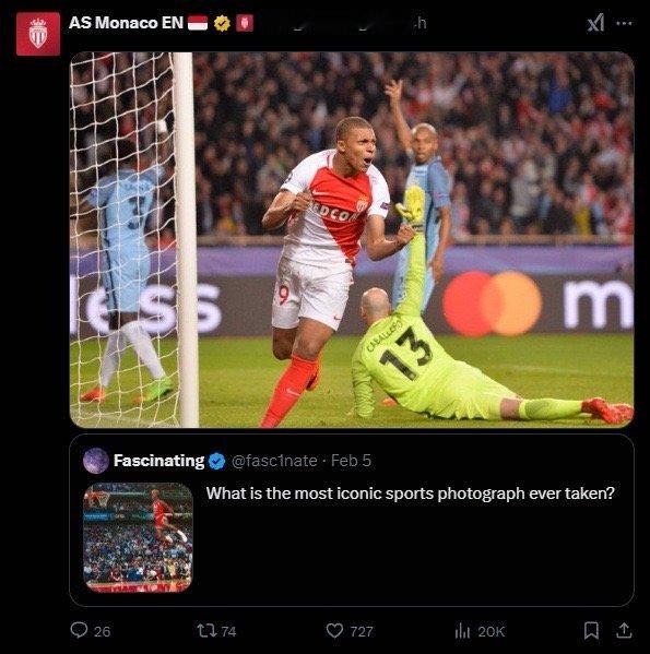 虽然开玩笑说摩纳哥曾拥有姆巴佩，从那之后日后的每一天里都在回味。但几乎每次姆姆打