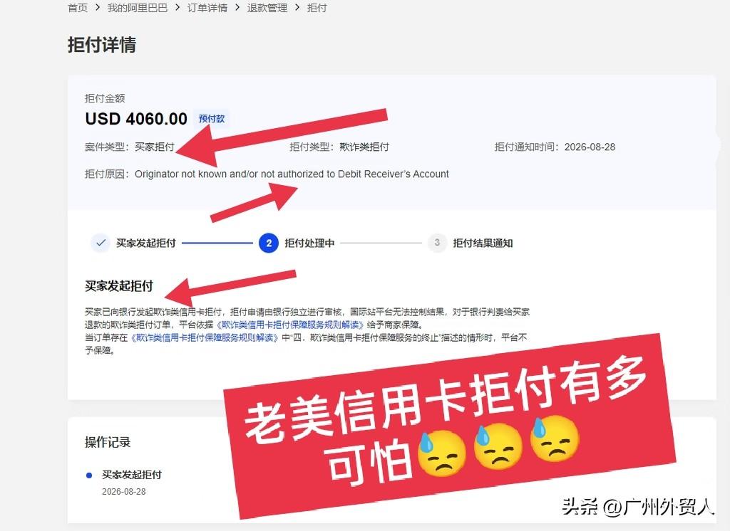 外贸交易中，信用卡拒付有多可怕
一个美国佬🇺🇸在阿里国际发起信用卡拒付，真是