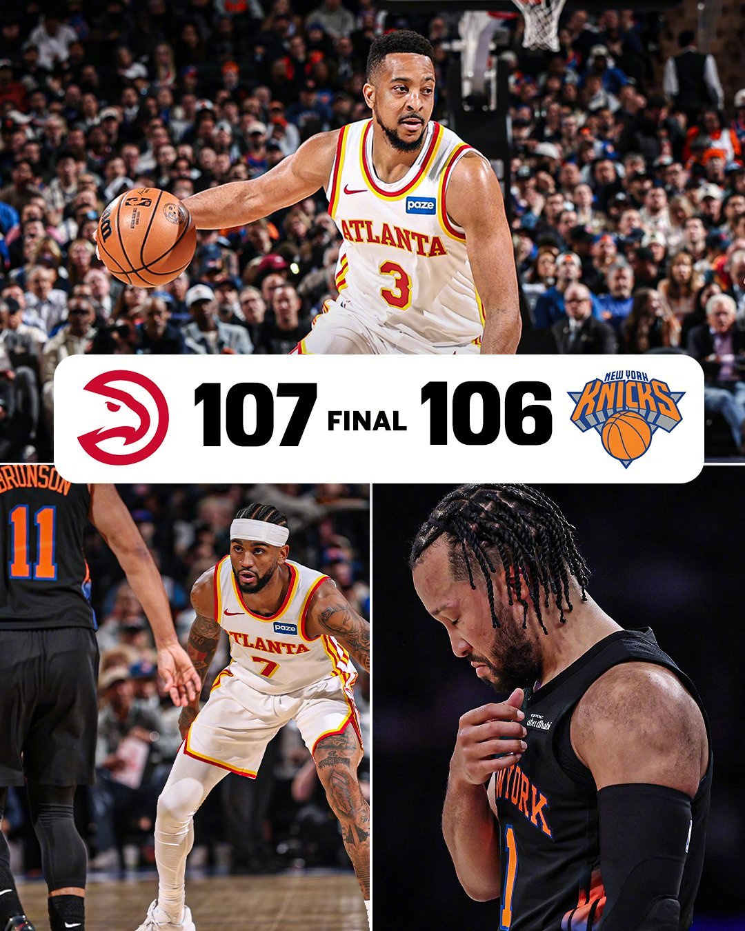 尼克斯队在进入第四节时领先12分。这追平了球队季后赛历史上第四节被逆转的最大分差