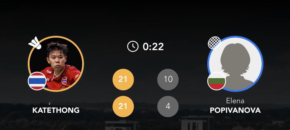 2号场地【尤杯D组：泰国🇹🇭 2-1 🇧🇬保加利亚】一单：因达农🇹🇭