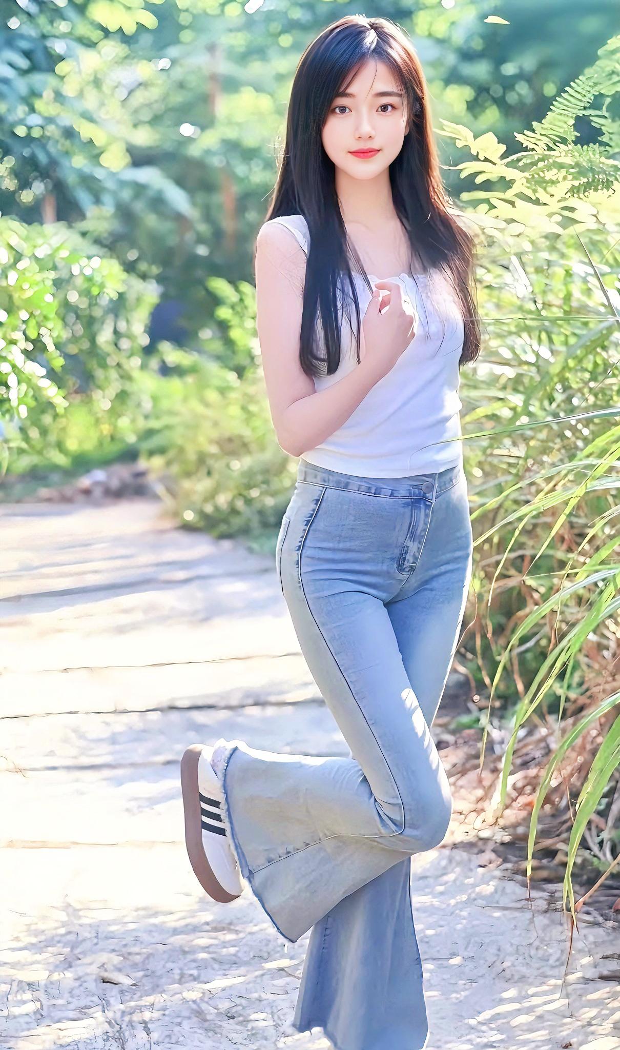 阳光下的少女，清新自然，轻盈步伐，元气满满！🌞💃🌿清纯甜美的样子漂亮吗