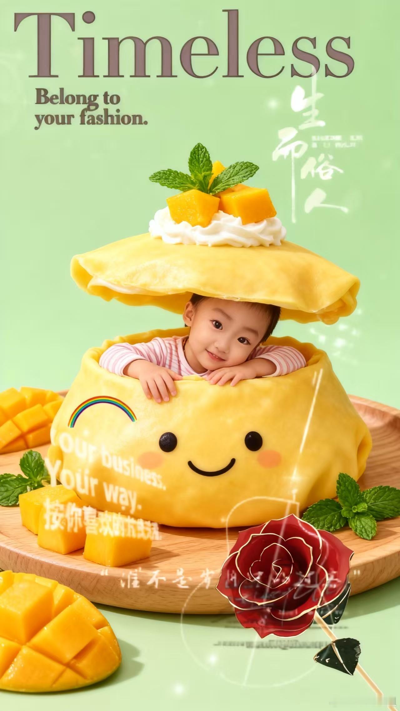 保姆小兰带大的悠悠宝宝，这是她做的图片。 ​​​