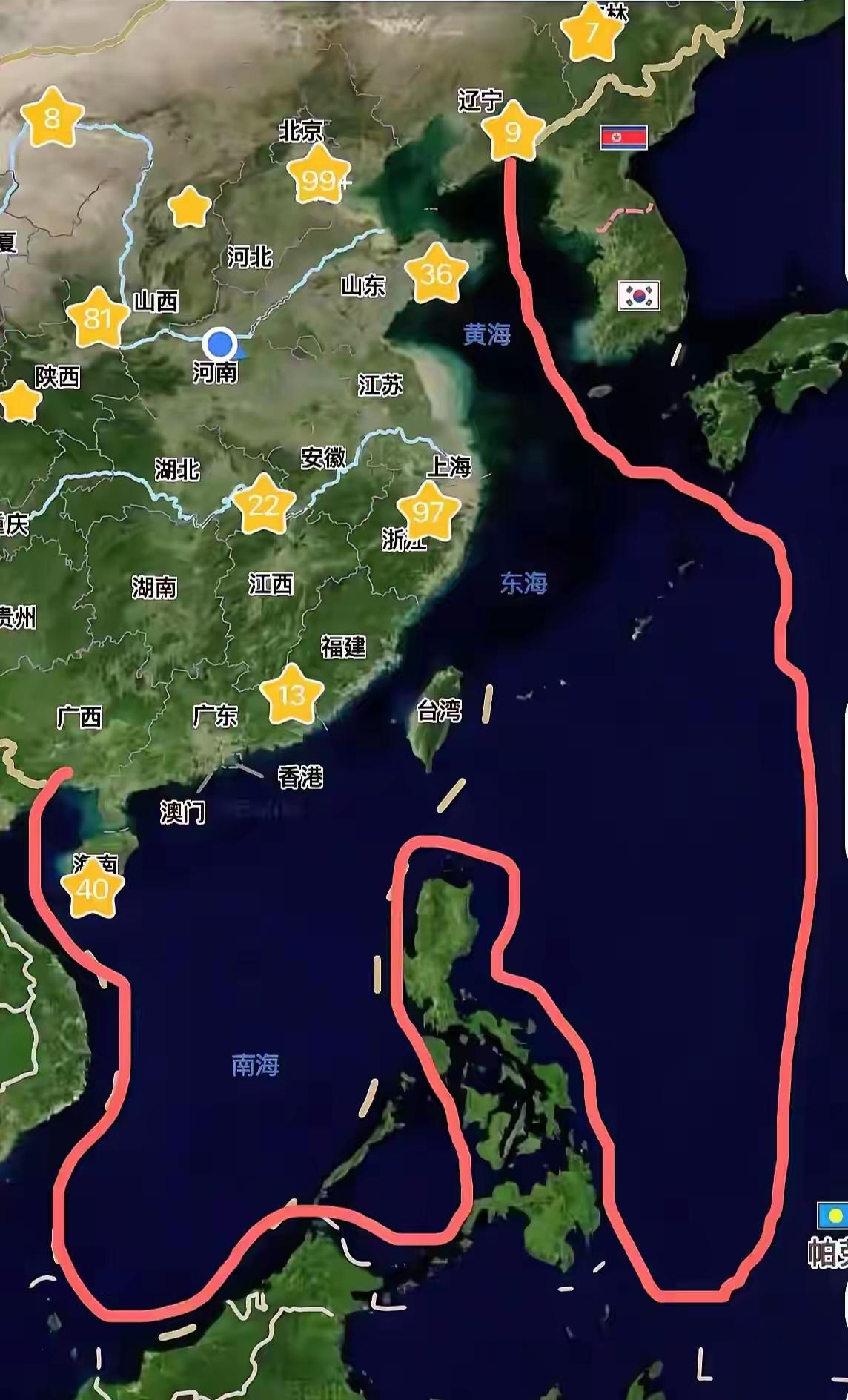 假如我们这样划界，不知道日本和菲律宾会说什么？
