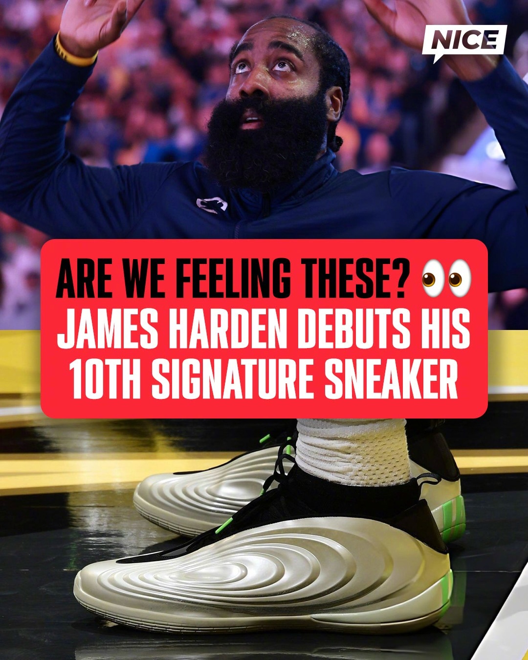 今天哈登首次上脚了第十代签名鞋harden Vol.10。 
