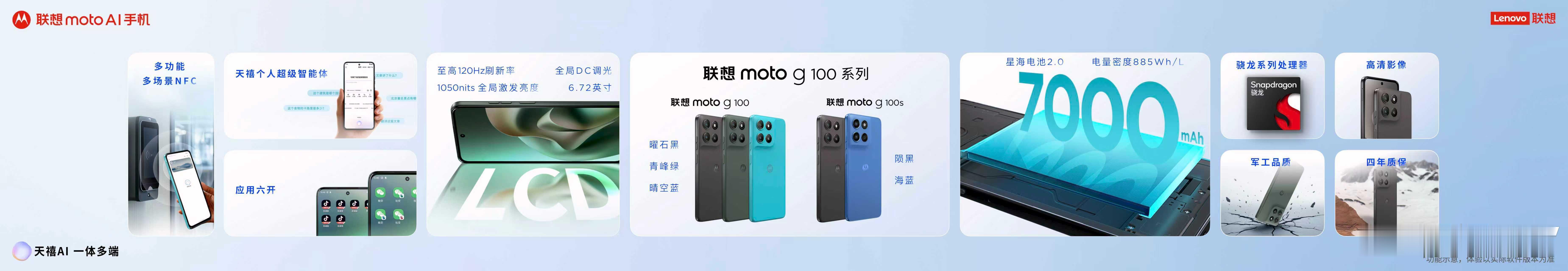 联想moto g100 AI手机，目前现货销售中，1399 元！联想moto g