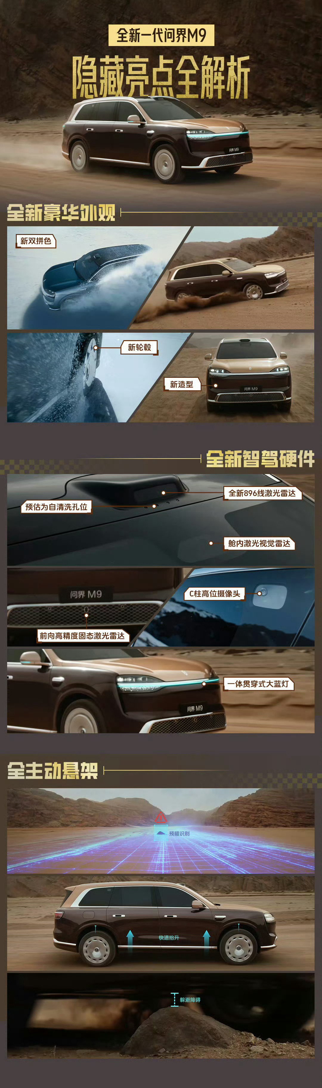 你敢想？2026款问界M9搭载6颗激光雷达！！！前面那颗大的升级为896线，再补