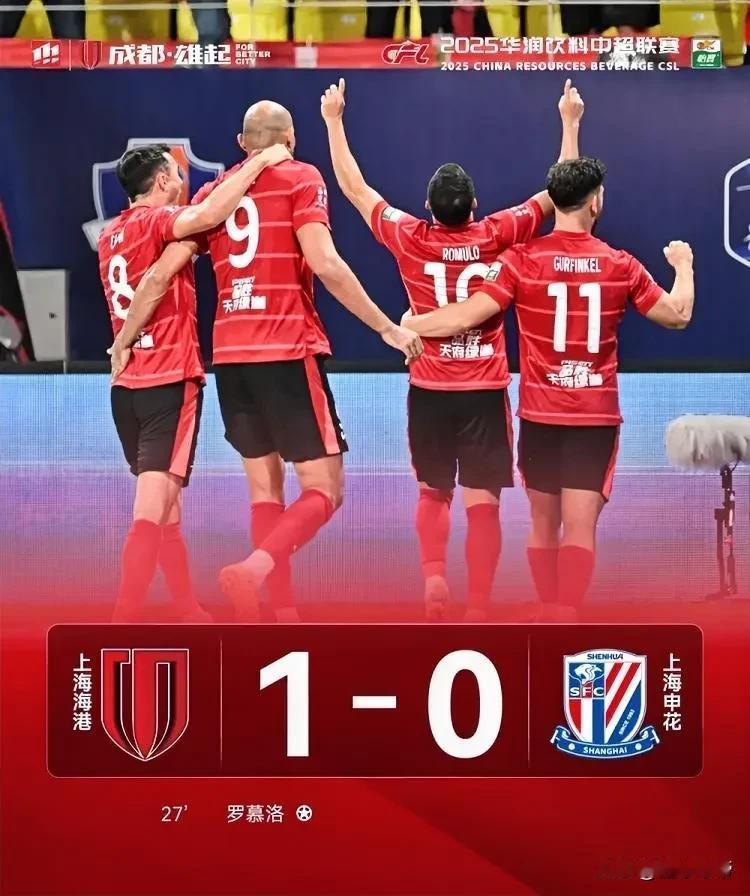 中超变天了，成都蓉城1-0战胜上海申花登顶中超积分榜！

在今晚进行的中超榜首大