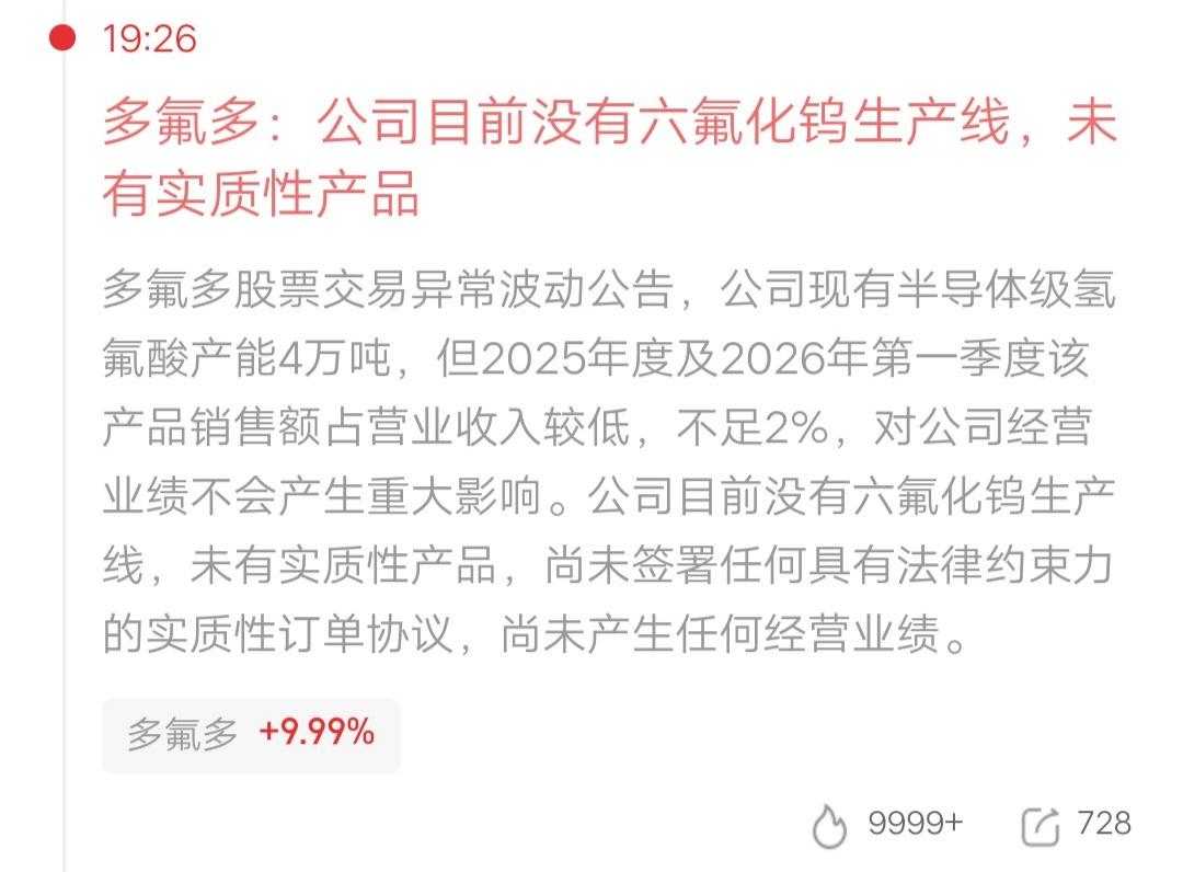 两只热门股多氟多和先导基电突发利空，可能会影响明日股价走势。
多氟多公告：公司目