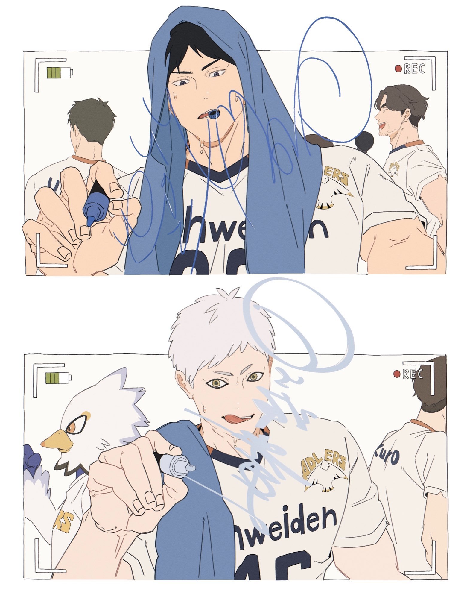 排球少年动漫 对阵双方选手签名环节.[哇]绘：Dochido_xo ​​​
