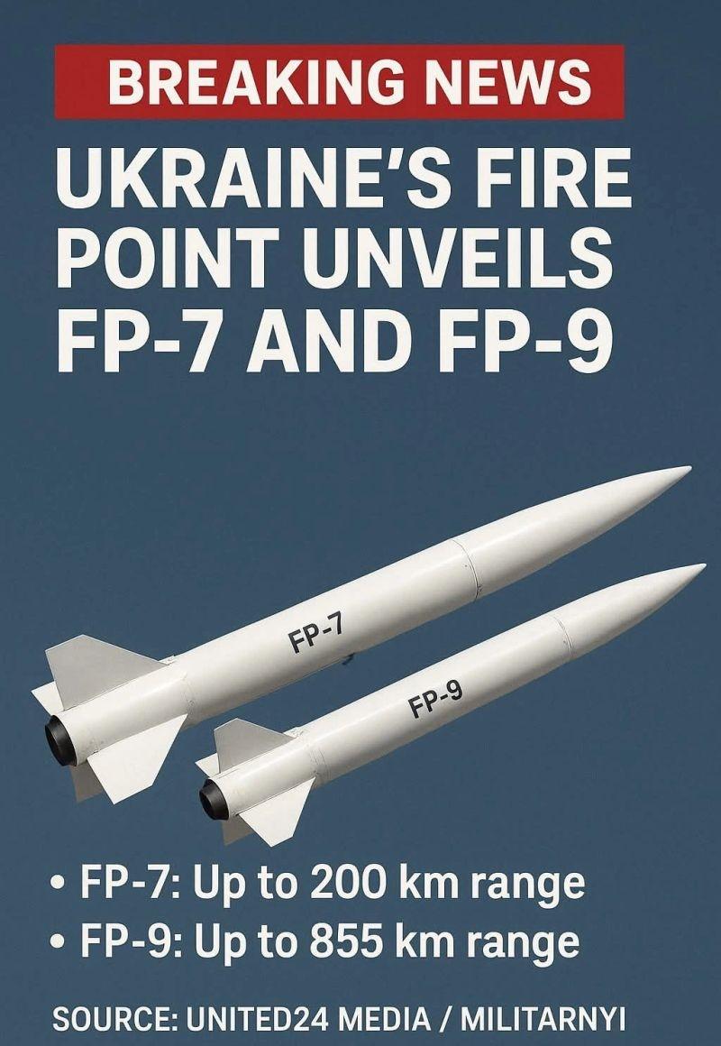 欧媒， 乌克兰火点公司投资约 1 亿美元开发的 FP-7 和 FP-9 弹道导弹