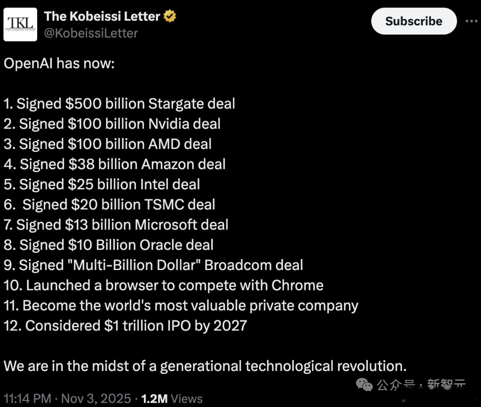 OpenAI年收入约130亿美元，已承诺投入1.4万亿美元建设AI基础设施。目前