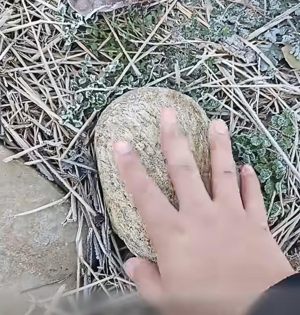 太不可思议了
这一刻让人泪目了
安徽，一男子回老宅，当他在地上发现一块石头时，他