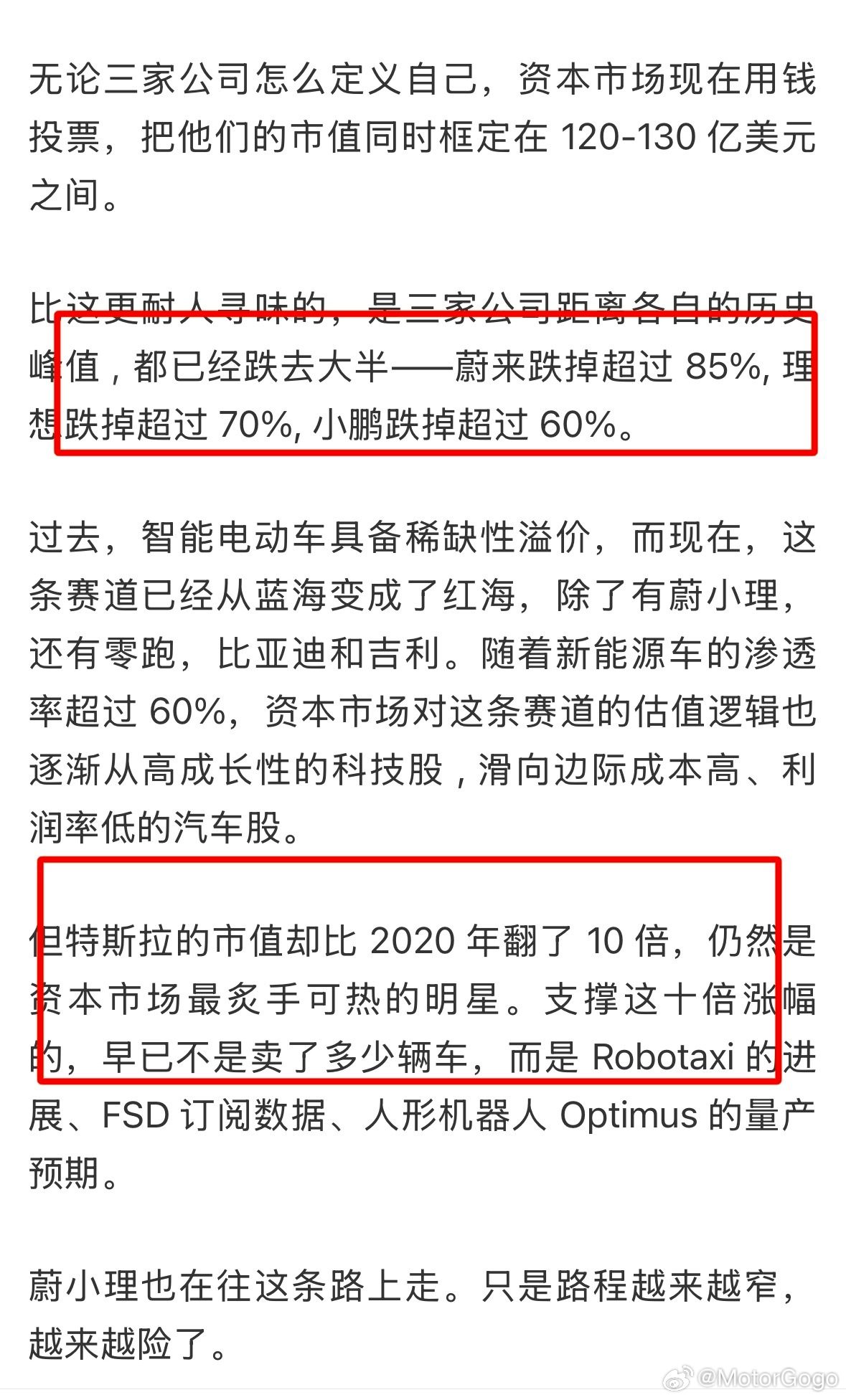 云见的文章：汽车股的涨幅不在于卖了多少台汽车，而在于有没有概念。 Go粉有没有买