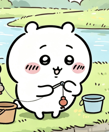 吉伊卡哇灵感共创夏日企画河畔摸鱼小分队就位🎣三人悠闲垂钓日常小风配小河，钓鱼顺