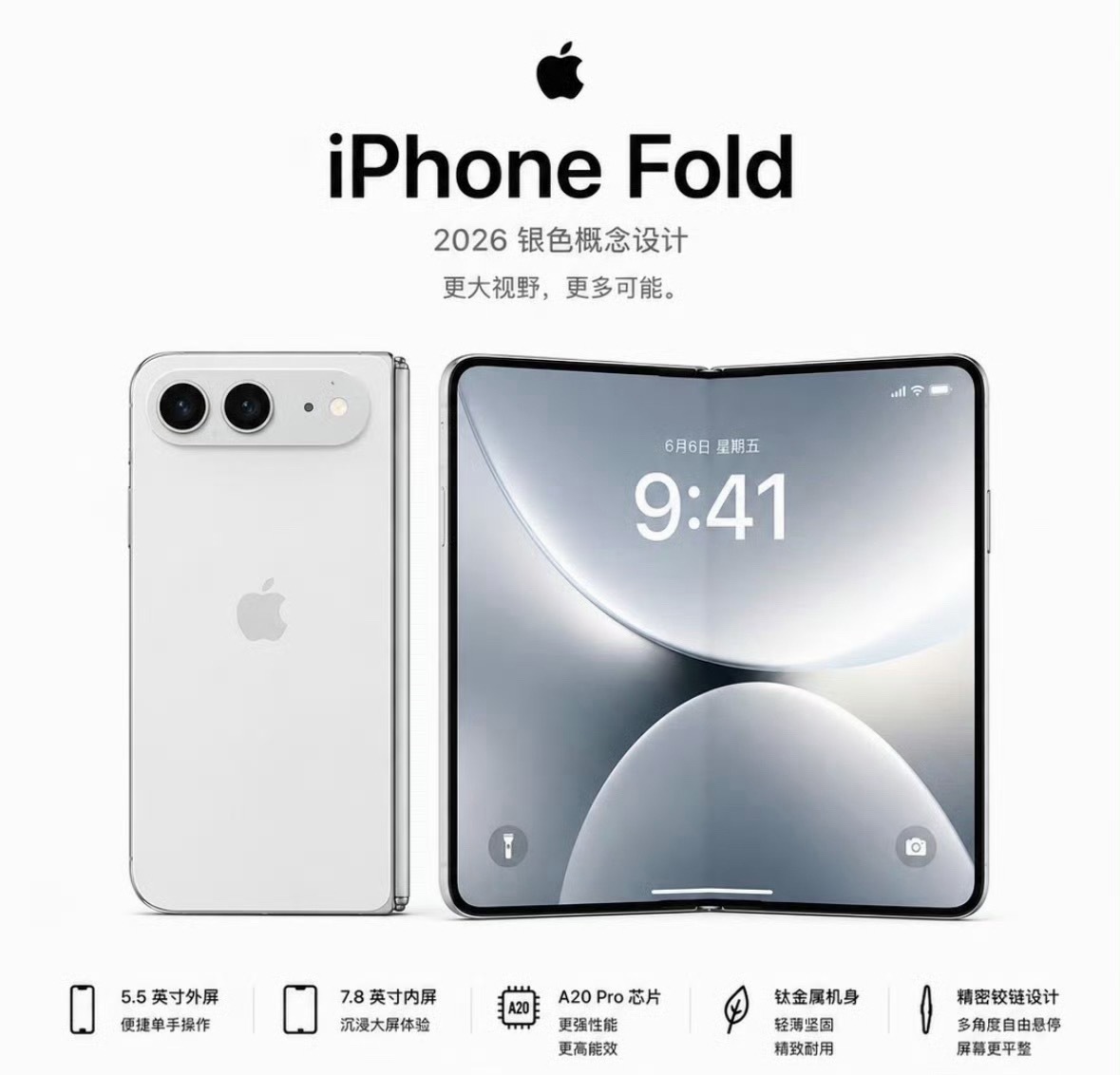 折叠iPhone三年路线图2026年首发初代横向折叠iPhone Ultra，7