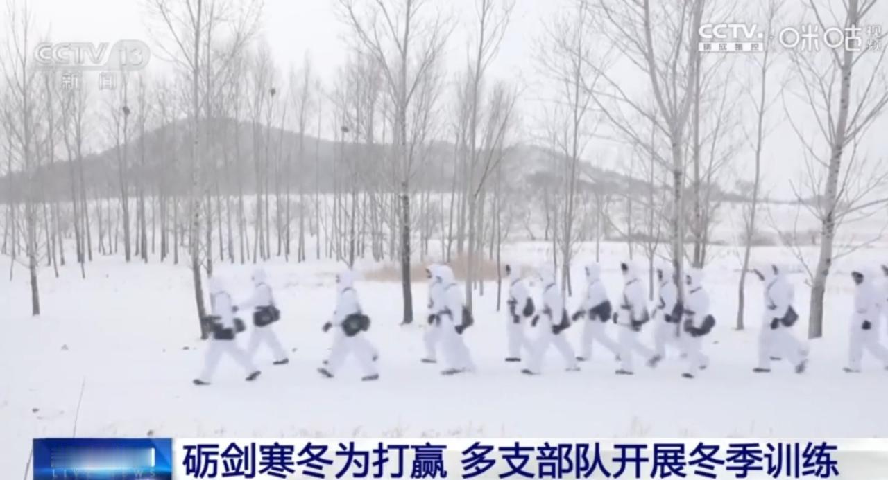 在银装素裹的北疆林海雪原，一场实战化冬季演训正在火热展开。官兵们身披白色伪装服，
