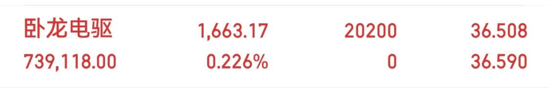 新仓 卧龙电驱600580  已入，静待花开！